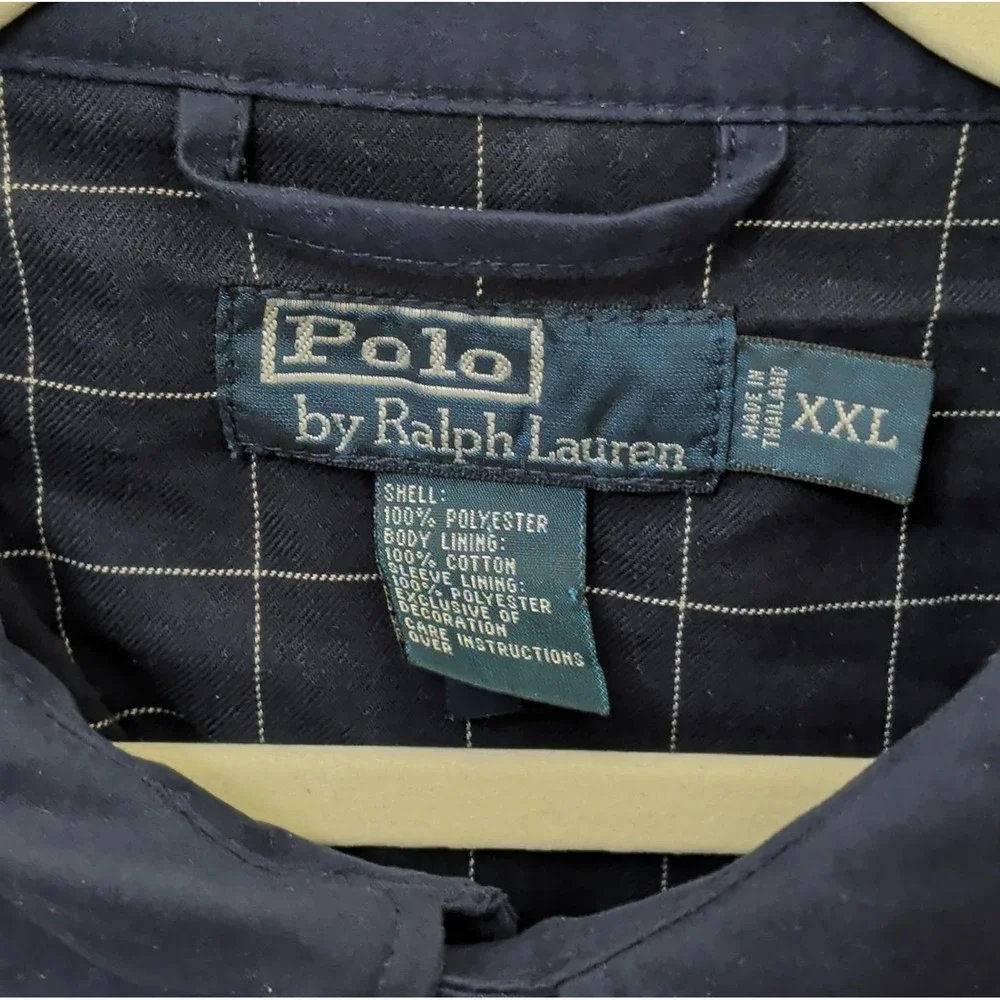 Vtg 90s Polo Ralph Lauren Blue Bi Swing Windbreaker Jacket Sz XXL Check Lined